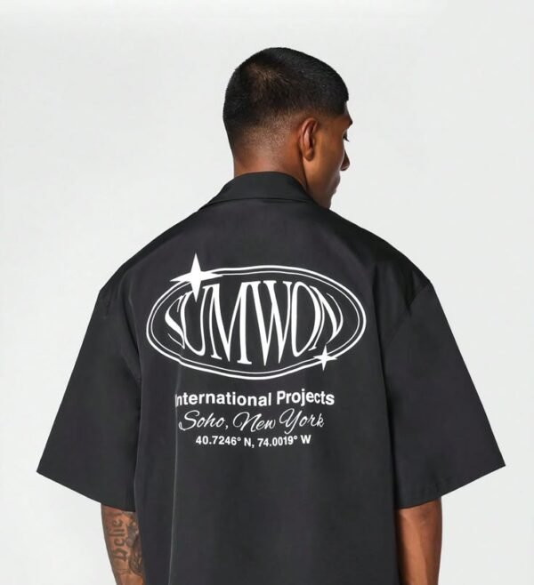 Boxy Fit Shirt With Badge Pocket And Back Graphic Tee