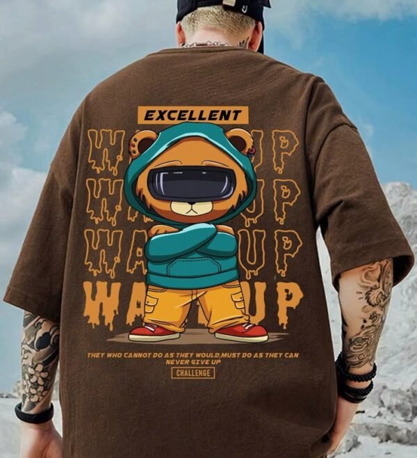 Oversized Men Cartoon Slogan Graphic T-Shirt